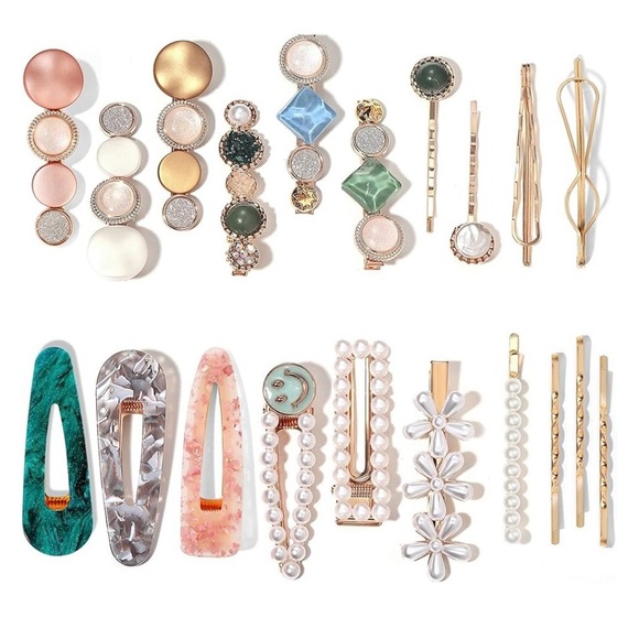20 PCS Pearls and Acrylic Resin Hair Clips - Picture 1 of 1